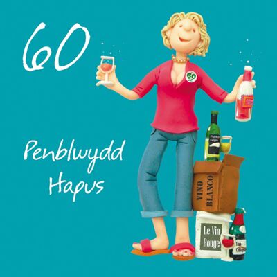 Penblwydd hapus - 60 tarjeta de cumpleaños femenina en galés