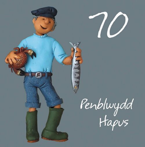 Penblwydd hapus - 70th male Welsh language birthday card