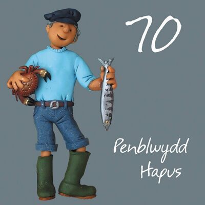Penblwydd hapus - 70. männliche walisische Geburtstagskarte