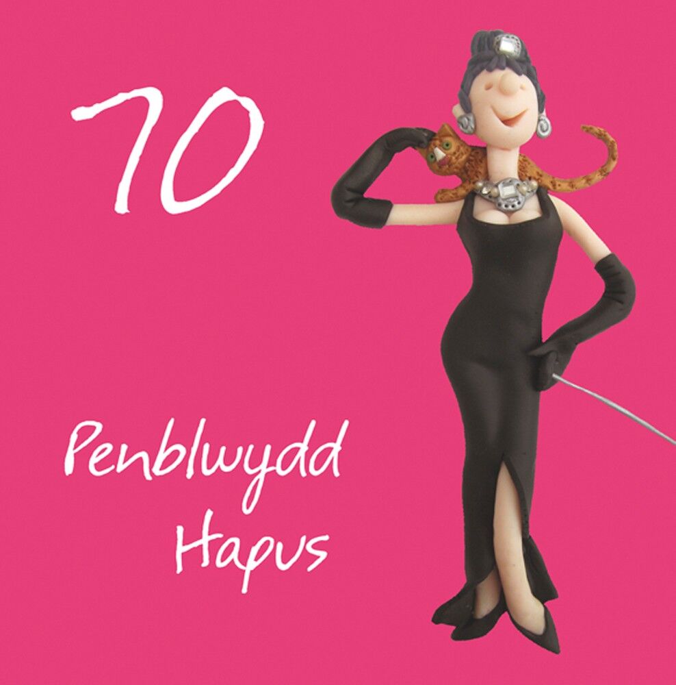 Penblwydd hapus - 70° biglietto d'auguri in lingua gallese femminile