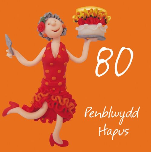 Penblwydd hapus - 80th female Welsh language birthday card