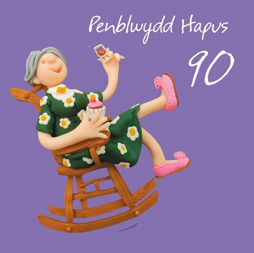 Penblwydd hapus - 90th female Welsh language birthday card