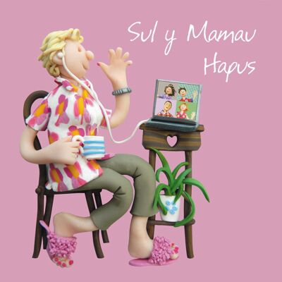 Tarjeta del Día de la Madre en idioma galés Sul y Mamau Hapus Zoom