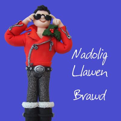 Nadolig Llawen Brawd Tarjeta navideña en galés