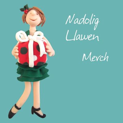 Nadolig Llawen Merch Tarjeta navideña en galés