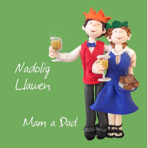 Nadolig Llawen Mam a Dad Welsh language Christmas card