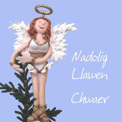 Tarjeta de Navidad en idioma galés Nadolig Llawen Chwaer