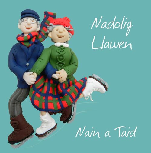 Nadolig Llawen Nain a Taid Welsh language Christmas card