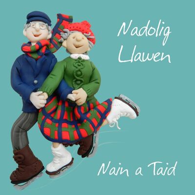 Nadolig Llawen Nain a Taid walisische Weihnachtskarte