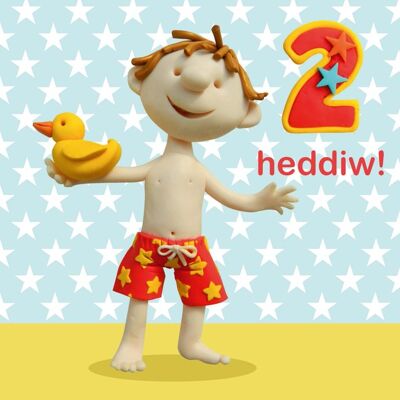 Niño de 2 años - Tarjeta de cumpleaños en idioma galés galés