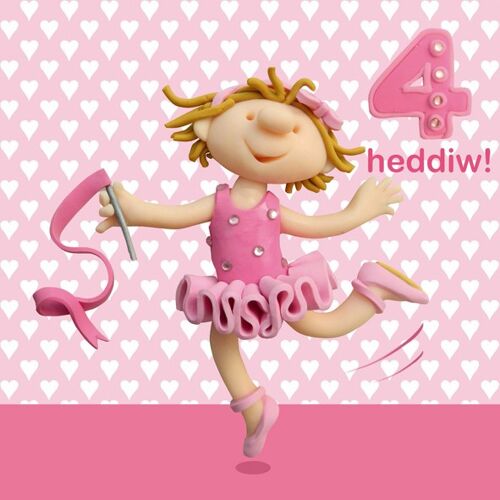Girl age 4 - Welsh Welsh language birthday card