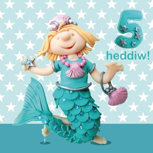 Girl age 5 - Welsh Welsh language birthday card