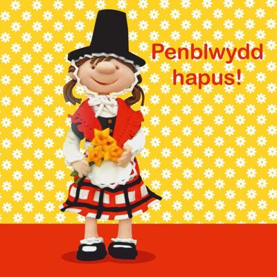 Penblwydd hapus - Geburtstagskarte in walisischer Sprache in walisischer Tracht