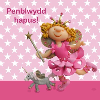 Penblwydd hapus - tarjeta de cumpleaños en idioma galés de hadas