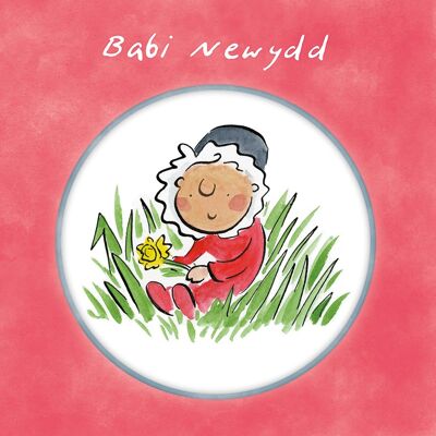 Babi Newydd (sombrero galés) Tarjeta de nuevo bebé en idioma galés