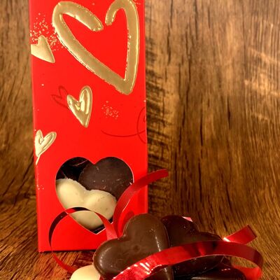Etui cabine  cœurs en chocolat, pour dire je t'aime à sa maman, spéciale Saint Valentin