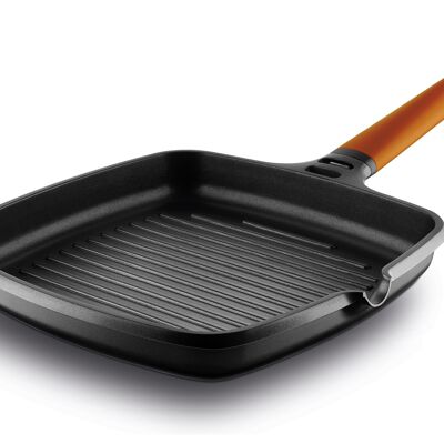Fundix induction grill pan 22 x 22 cm with removable orange handle