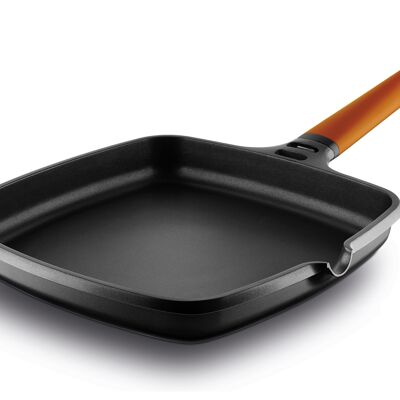 Fundix induction flat pan 22 x 22 cm with removable orange handle