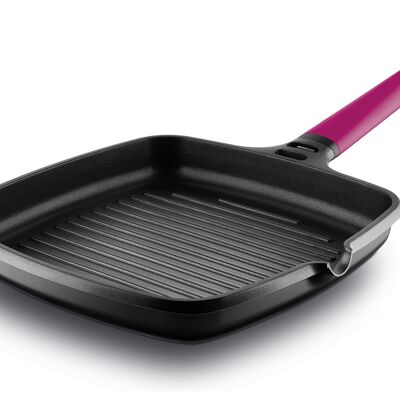 Fundix induction grill pan 22 x 22 cm with removable magenta handle