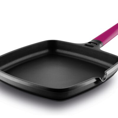 Fundix induction flat pan 22 x 22 cm with removable magenta handle