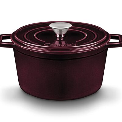Enamel coated cast iron deep cocotte with lid purple sapphire 16 cm