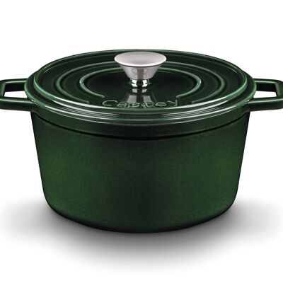 Enamel coated cast iron deep cocotte with lid jade 14 cm