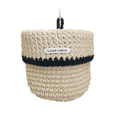 sustainable hanging basket made of cotton - off white - handmade in Nepal - crochet basket off white