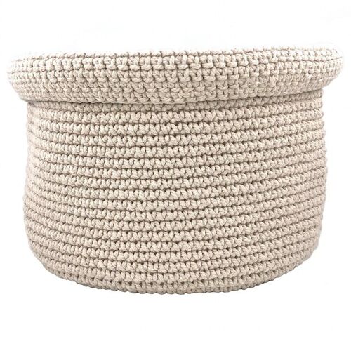 sustainable basket / storage made of cotton - off white - hand crocheted in Nepal - crochet basket off white