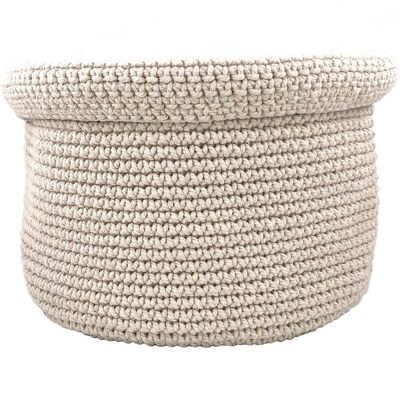 sustainable basket / storage made of cotton - off white - hand crocheted in Nepal - crochet basket off white