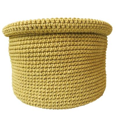 panier / rangement durable en coton - ocre - fait main au Népal - panier au crochet ocre