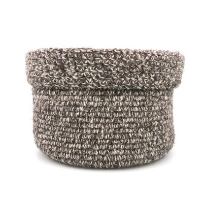 cesto / contenitore sostenibile realizzato al 100% in lana - grigio - fatto a mano in Nepal - cestino all'uncinetto grigio