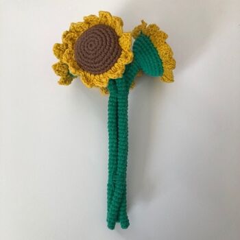 bouquet de tournesols durable en coton biologique - jaune - fait main au Népal - bouquet de tournesols au crochet 4