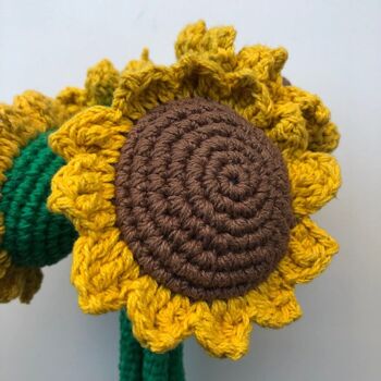 bouquet de tournesols durable en coton biologique - jaune - fait main au Népal - bouquet de tournesols au crochet 5