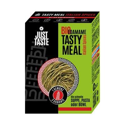 Pasto gustoso con spezie italiane di Edamame bio