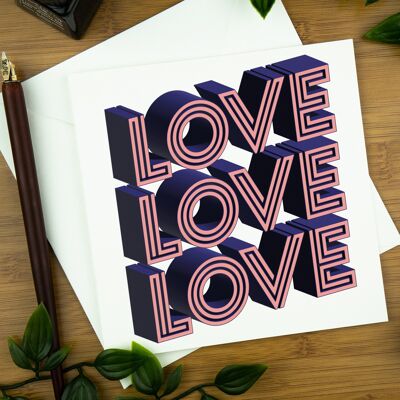 Retro Greeting Card: Love Love Love.