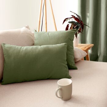 Coussin rectangulaire, 30x50cm, Vert Argile, 100% coton, collection PANAMA 2