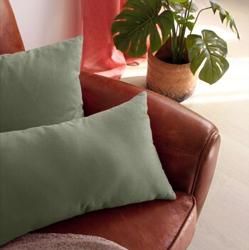 Coussin rectangulaire, 30x50cm, Vert Argile, 100% coton, collection PANAMA 3