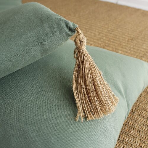 Coussin PANAMA avec pompons jute Argile 50x70cm