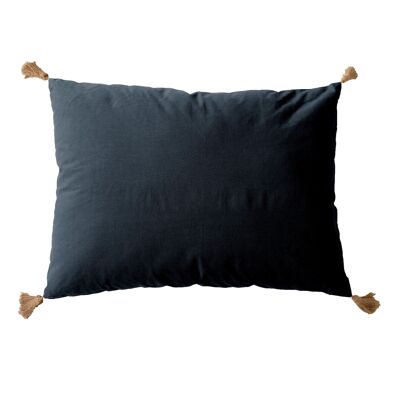PANAMA cushion with dark gray jute pompoms 50x70cm