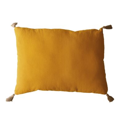 PANAMA cushion with jute pompoms Mustard 50x70cm