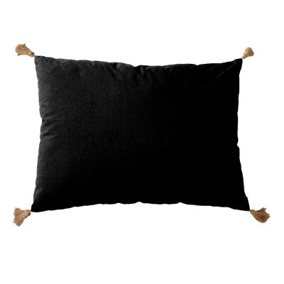 PANAMA cushion with black jute pompoms 50x70cm