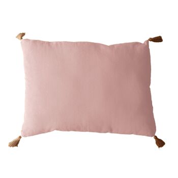 Coussin PANAMA avec pompons jute Vieux Rose 50x70cm 1