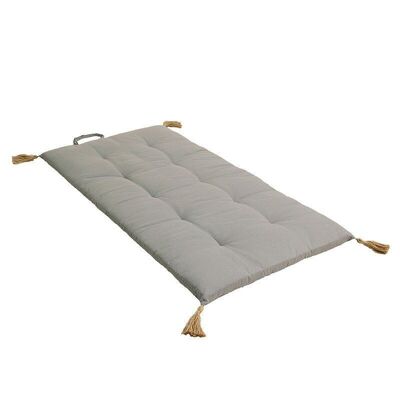 PANAMA folding futon with jute pompoms Light Gray 60x120cm