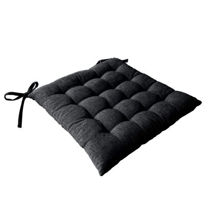 Galette de chaise piquée, carré, 38 x 38 cm, Gris Foncé, Aspect Chiné, Collection DUNE
