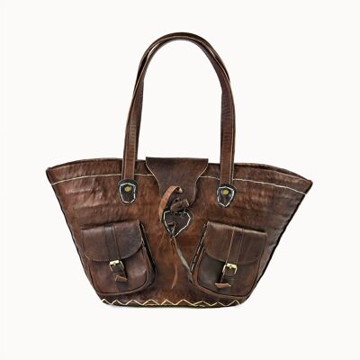 Leather Basket 'Saint Tropez' brown