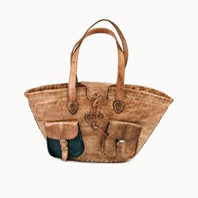 Leather Basket 'Saint Tropez' natural