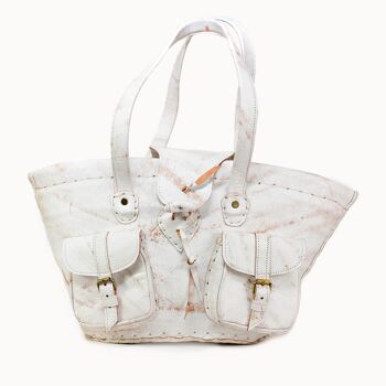 Panier en cuir 'Saint Tropez' blanc 1