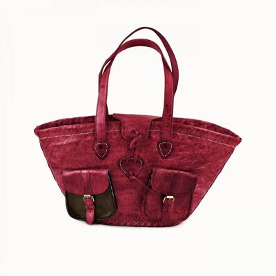 Panier en cuir 'Saint Tropez' rouge