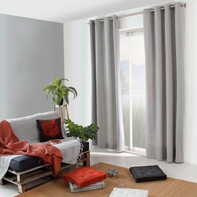 Vorhang mit Ösen, 135 x 240 cm, Hellgrau, Heideoptik, 100 % Baumwolle, DUNE-Kollektion