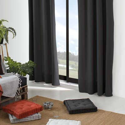 Curtain with Eyelets, 135 x 240 cm, Dark Grey, heather look, 100% cotton, DUNE Collection